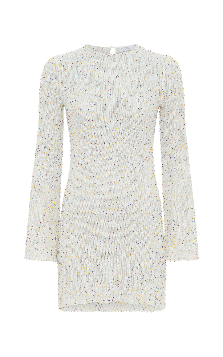 Hetty Knit Mini Dress in Ivory Multi Beaded Cashmere