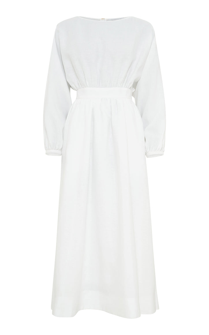 Ahmose Maxi Dress in White Aloe Linen