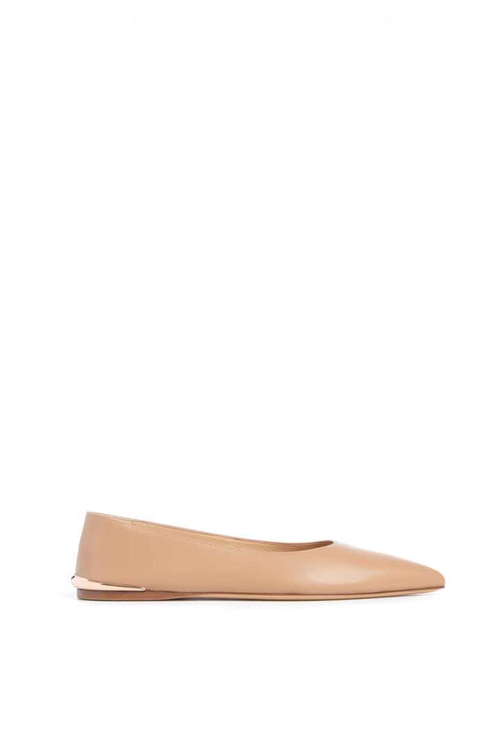 Fleur Ballerina Flat Shoe in Nude Nappa Leather