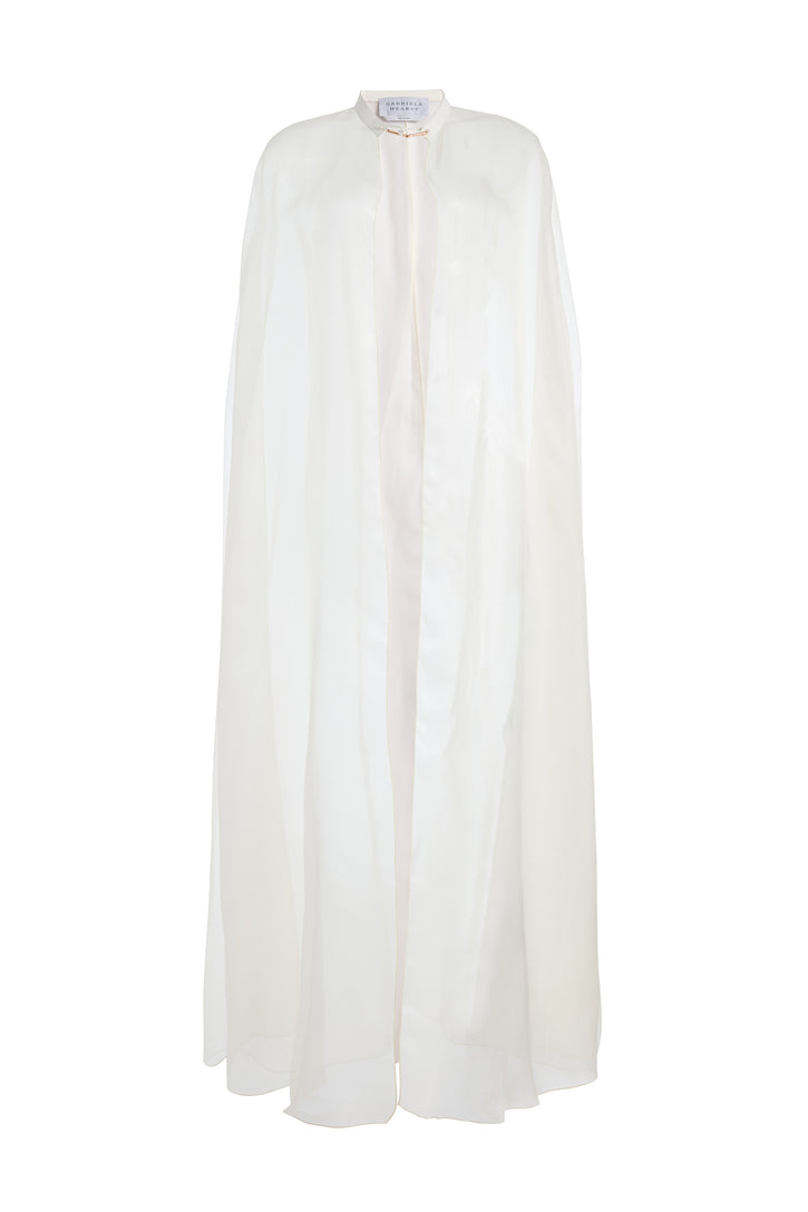 Rowena Sheer Cape in Ivory Silk Organza