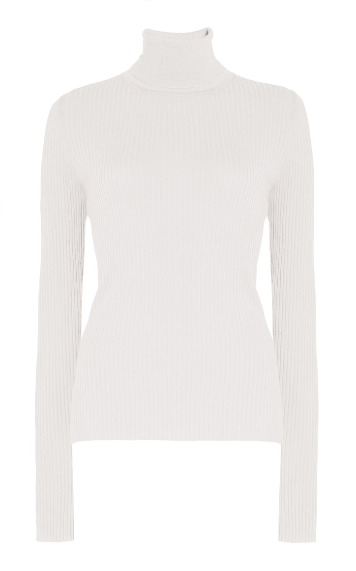 Peppe Knit Turtleneck in Ivory Cashmere Silk