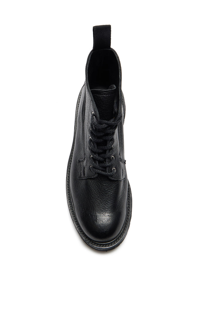 Camilla Derby Boot in Black Textured Leather