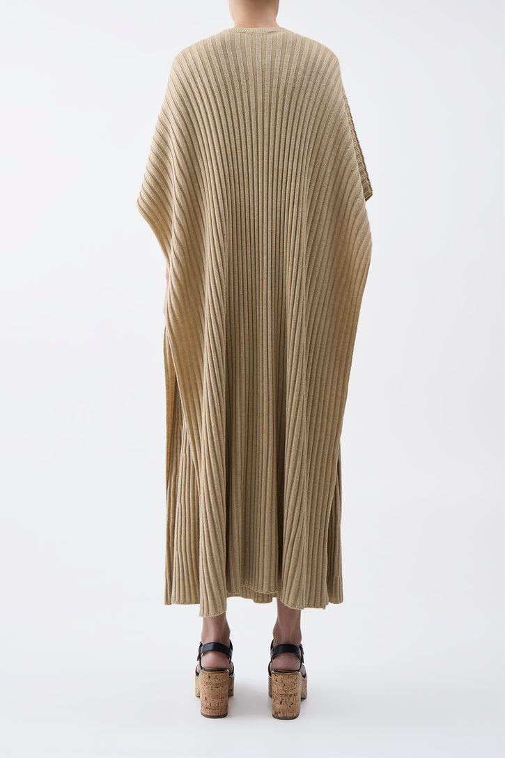 Taos Knit Poncho in Hay Merino Wool Cashmere