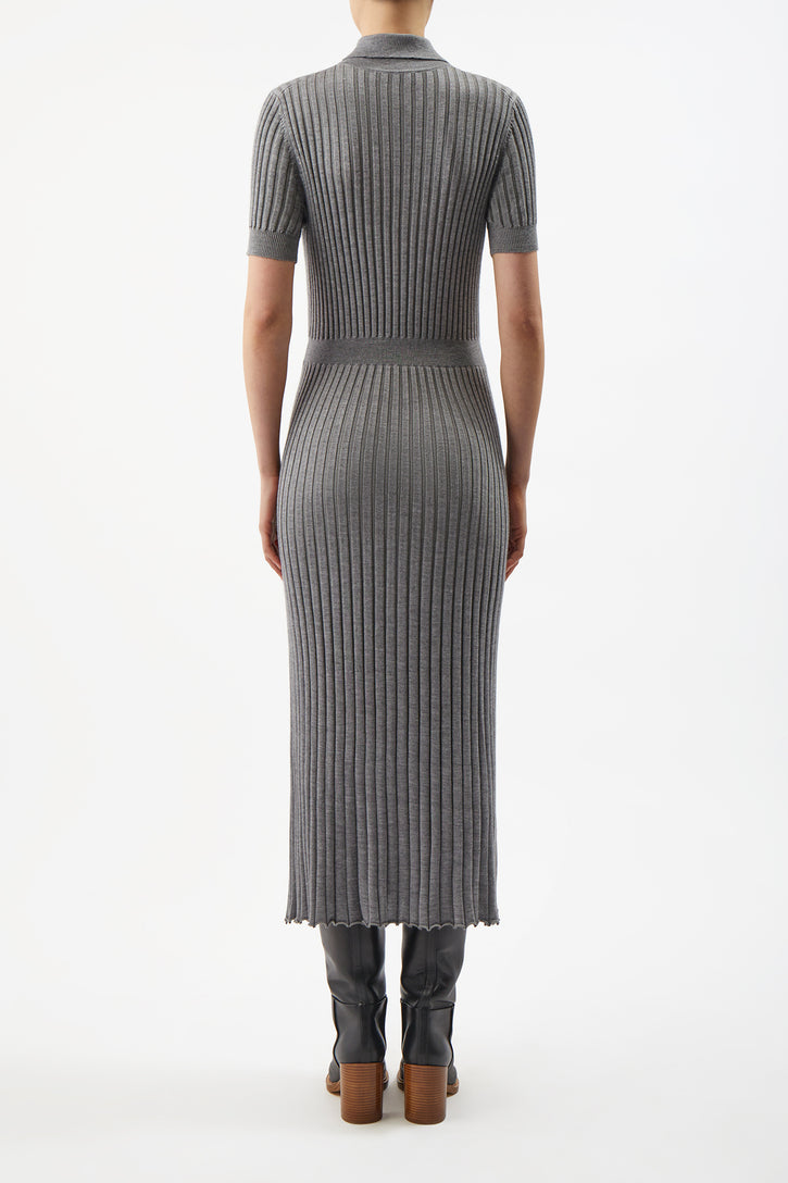 Amor Knit Midi Dress in Heather Grey Cashmere Silk