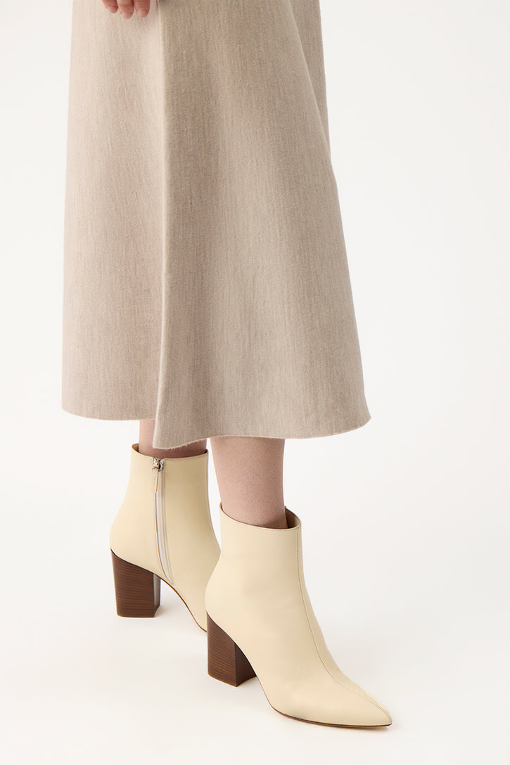 Rio Ankle Boot in Cream Leather