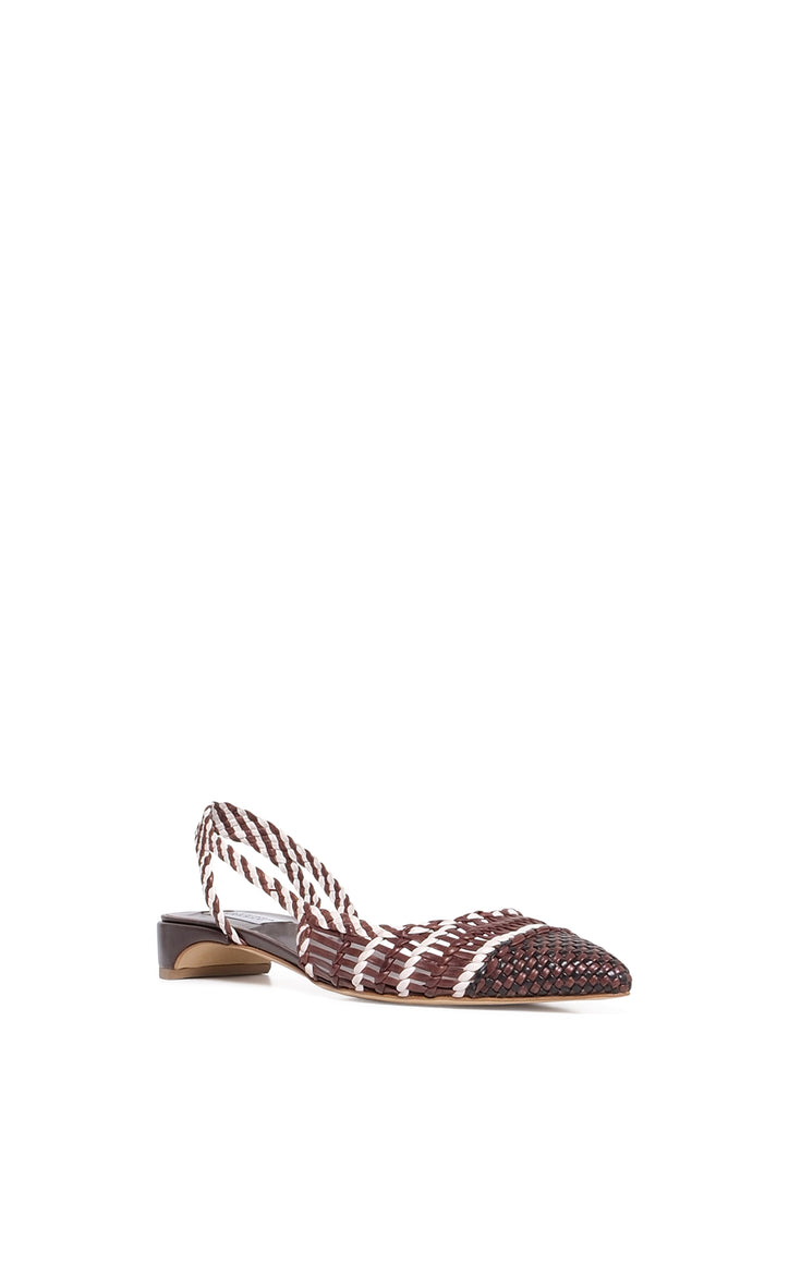 Perro Braided Slingback Shoe in Chocolate Multi Leather